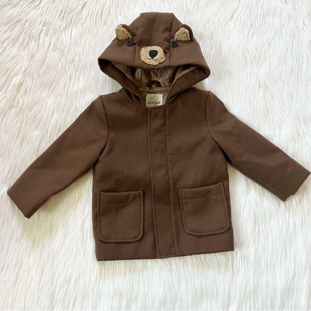 NWT Cat & Jack Brown Hear Hooded Jacket